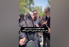 نعیمه نظام دوست در مراسم تشیع مادر داریوش فرضیایی (عمو پورنگ)