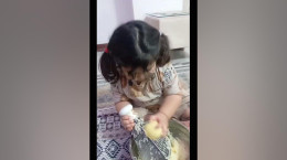 کلیپ بامزه سیب زمینی رنده کردن دختر بچه
